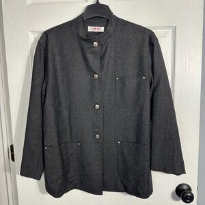 Vintage ISAAC Isaac Mizrahi 100% wool jacket, size L, gray, monochrome, gorpcore